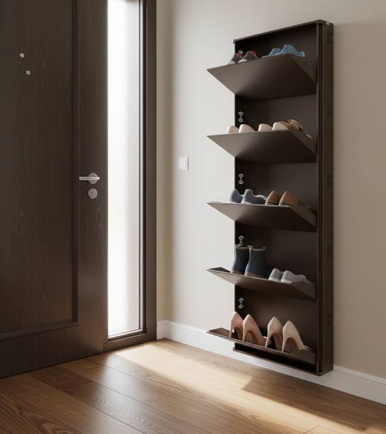 Jaimini HOME DECOR SHOES RACK 19/5 BROWN Metal Shoe Rack