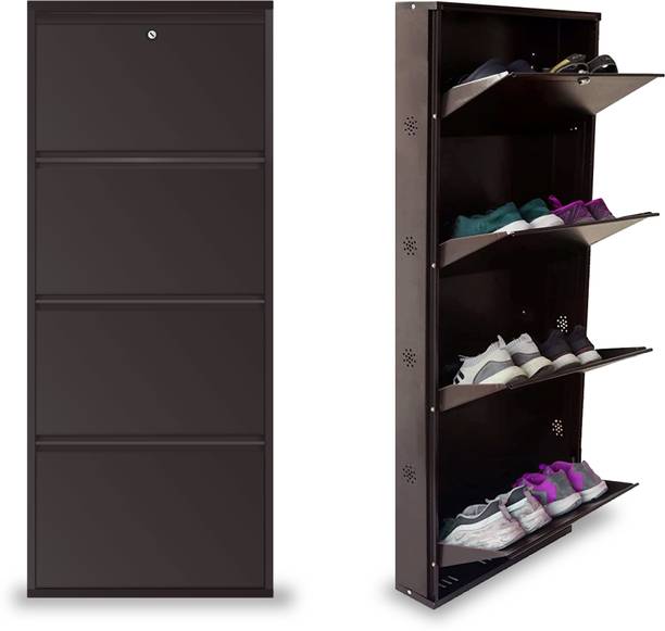 Trendy Metal Shoe Cabinet for Home with Doors & Lock Wall Mount Metal Shoe Rack Metal Shoe Stand