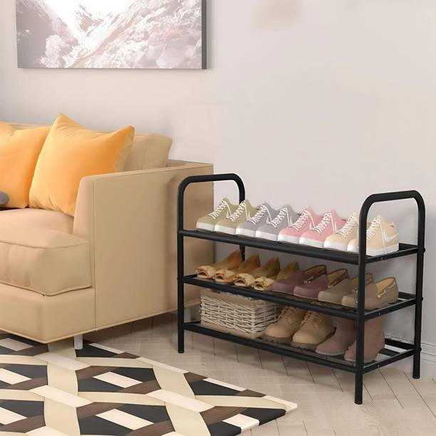 lukzer 3 LAYER BLACK SHOE RACK (50 X 67 X 23 CM) Metal Shoe Rack