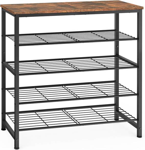 KriShyam 5-Tier Metal Storage Rack with Rustic Wooden...