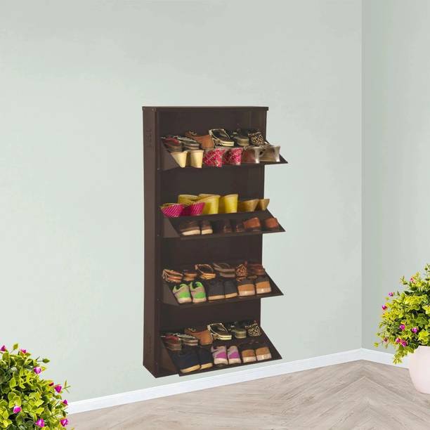 Delite Kom 24 Inch Wide, 8 Shelf | Double Decker | Store 24 Shoe/40 Slipper | Wall Mount Metal Shoe Rack