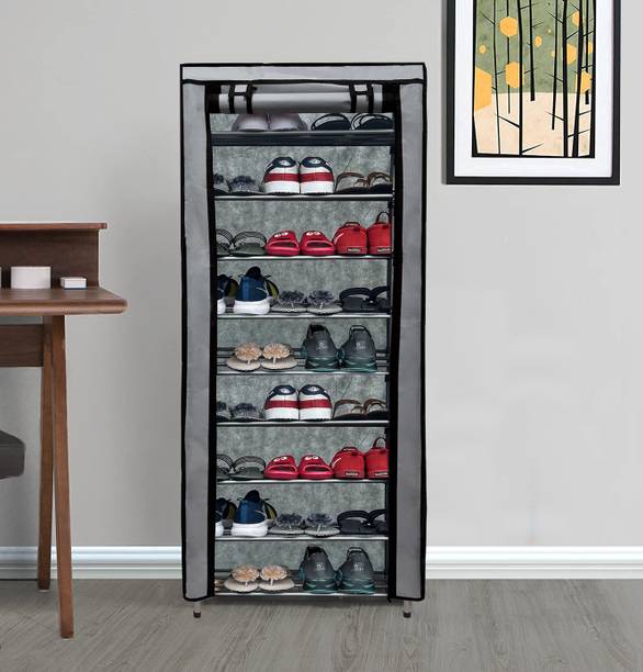 GlowSilk 9 Layer Metal Shoe Rack Carbon Steel Collapsible Wardrobe