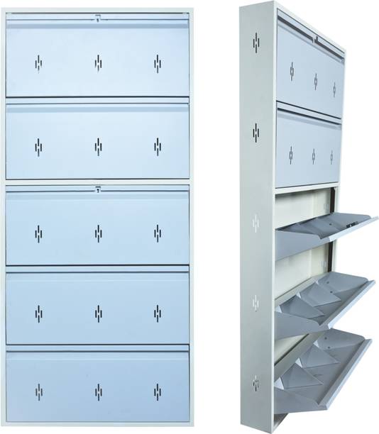 Stellozi Metal Shoe Cabinet with Wall Mount Shoe Rack Design | Spacious for Size 12 Shoes Metal Shoe Rack