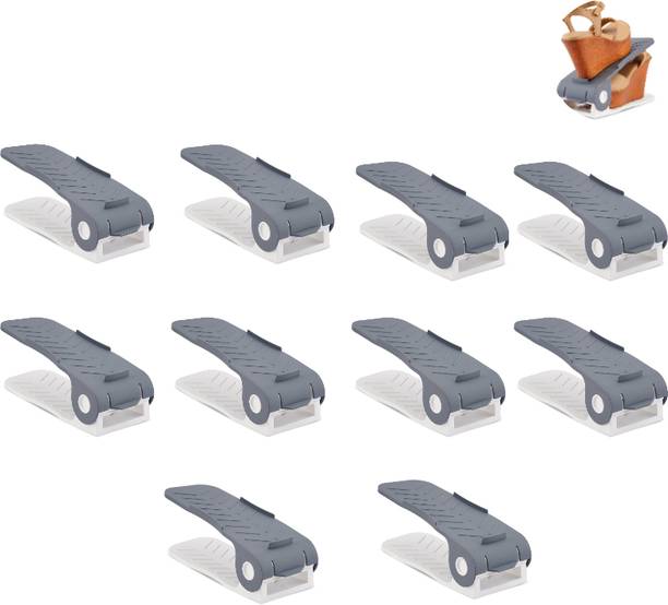 Fivean Shoe Slot Organizer Space Saver Double Deck Shoe Rack Adjustable Shoe Organizers Plastic Shoe Stand