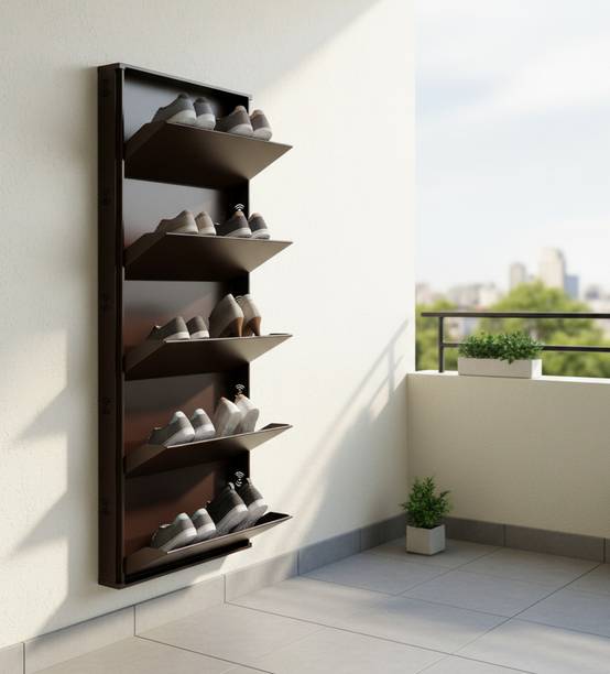 Jaimini Space-Saving 19 Inches Wide Wall-Mountable with Lock & Key for Home and Outdoor Metal Shoe Rack
