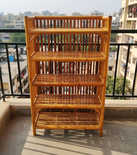 Zaydio Premium Bamboo 5 Tier Shoe Rack for Home, Durable & Eco-Friendly Bamboo Collapsible Shoe Stand