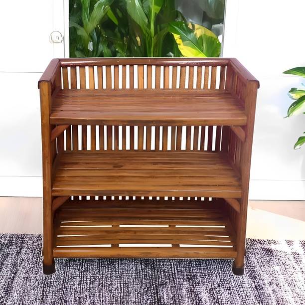 UnrealMonk Handmade 3 shelves Bamboo Shoe Rack| Stand| Organizer Bamboo Shoe Stand