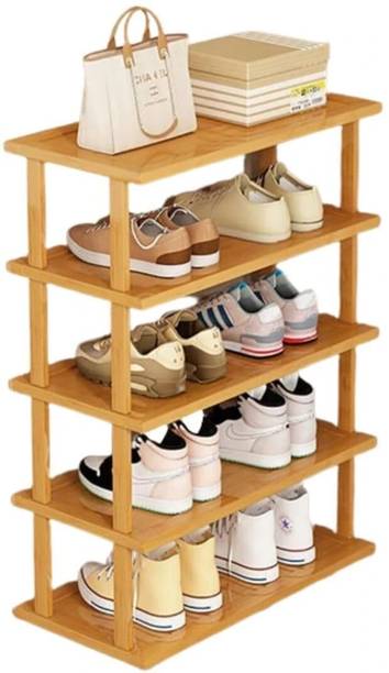 SHOPIVAAN Standing Wooden Shoe Rack for Hallway Closet Living Room Entryway Organizer Solid Wood Shoe Rack