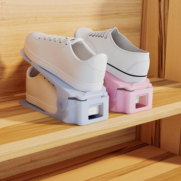 Naturasleek Shoe Slot Organizer Space Saver Double Deck Shoe Rack Adjustable Shoe Organizers Plastic Shoe Stand