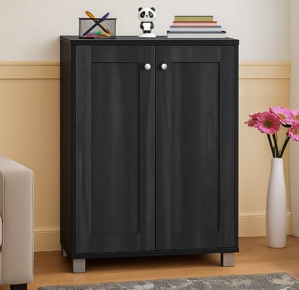 Sasimo 2-Door 4-Shelf Engineered Wood Shoe Rack, Shoe Storage Cabinet with Doors Closet Engineered Wood Collapsible Shoe Stand