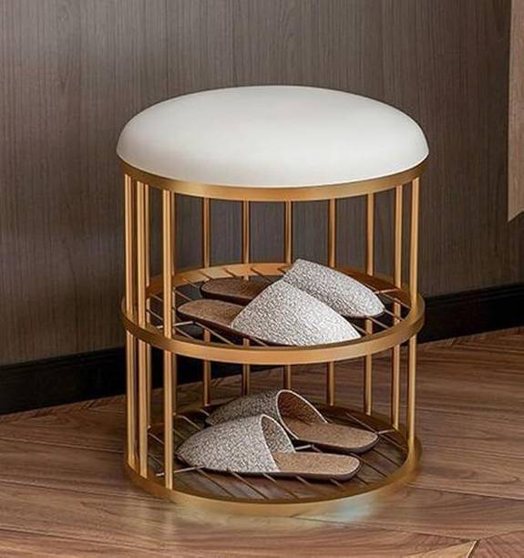 Giftoshopee Shoe Rack and Bench with Padded Seat, Metal Shoe Rack