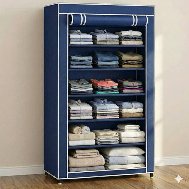 Shoefy Collapsible Wardrobe 6 Shelves Storage Clothes & shoes Storage Micro Fiber Collapsible Wardrobe