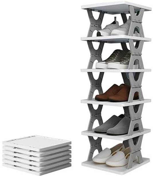 Yash plastic 6 Layer Plastic Corner Shoe Rack – Slim, Transparent & Compact Small Shoes Stand Plastic Shoe Stand