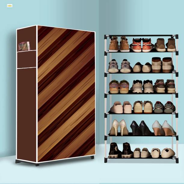Everstep Foldable 6-Layer Shoe Rack with Cover Plastic Shoe Stand