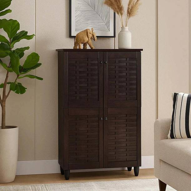 Nilkamal Kaira 4 Door Shoe Rack|Closed Storage Organizer for Entryway, Hallway Engineered Wood Shoe Rack