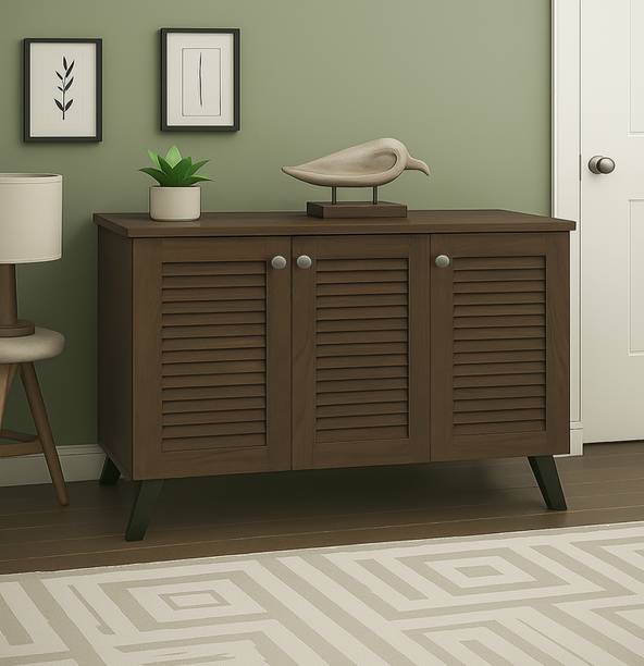 Sasimo 3-Door 3-Shelf Engineered Wood Shoe Rack, Shoe Storage Cabinet with Doors Closet Engineered Wood Collapsible Shoe Stand