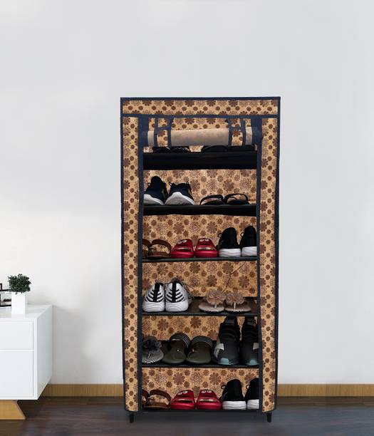 SANAMSTORE 6 Layer Flowerprint Premium Quality Shoe Organizer Metal Collapsible Shoe Stand