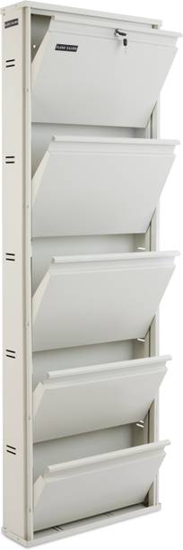 Sleek Silver Sleek Silver Space Saving Shoe Organiser Cabinet with 12-15 Pairs Capacity Metal Shoe Rack