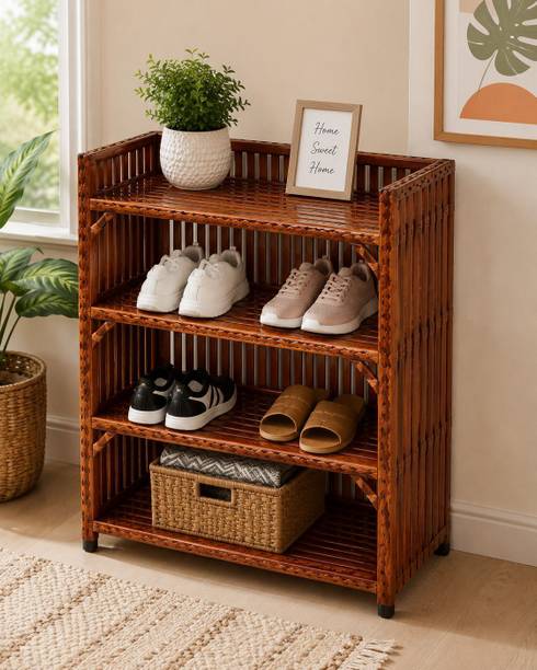 Haniya Traders Bamboo Collapsible Shoe Stand