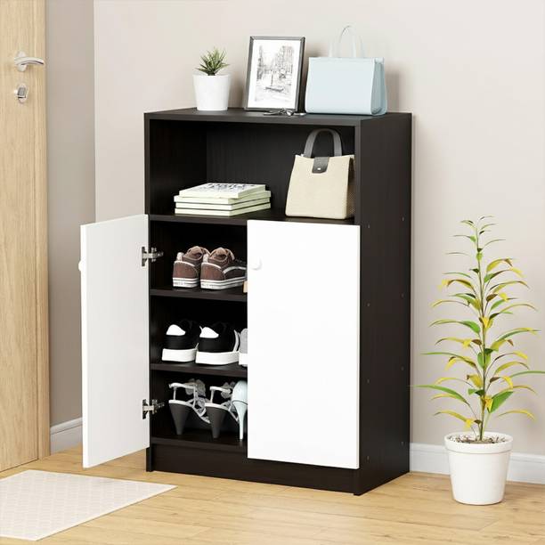 LUKZER 4-Tier Shoe Organizer Rack Shelf with Door (SR-003) Engineered Wood Shoe Rack