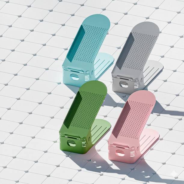 ZHENAURA Adjustable Shoe Slots Organizer, Shoe Storage Rack Space Saver Rack Plastic Shoe Stand