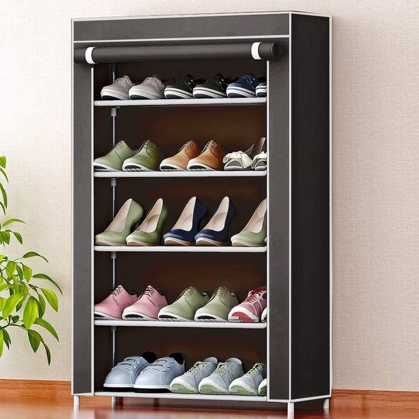 FLIPZON Iron and Fabric Multi-Purpose Shoe Rack, 5 Shel...