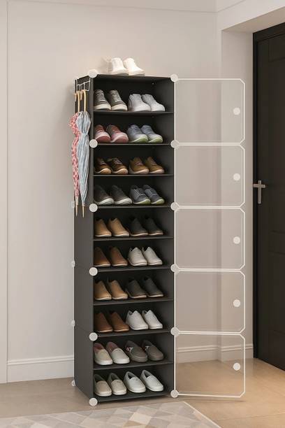 PYXBE 5-Shelf-5-Door Plastic Shoe Rack For Home Kids Shoe Stand Organizer Collapsible Plastic Shoe Rack
