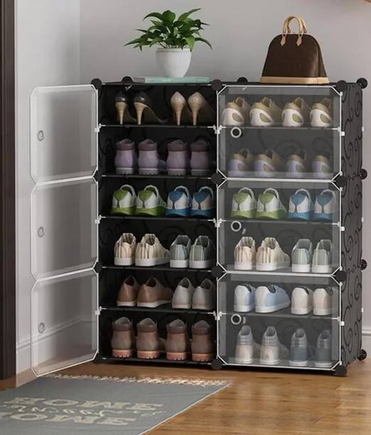 FORMONIX 12-Shelves-6-Door Shoe, Multipurpose Storage Rack for Home Bedroom Living Room Metal, Plastic Collapsible Shoe Stand