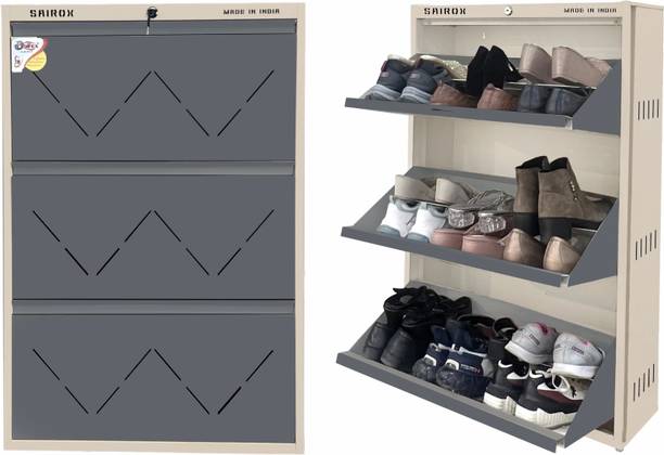 Sairox SAIROX Double shelves Three Door Wall mounted 16-18 Pair, (29*8.5*43)Inches Metal Shoe Rack
