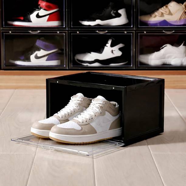 Yancorp Storage Box with Transparent Front Panel, Shoe Organizer For Men & Women 1 Pc, Plastic Collapsible Shoe Stand