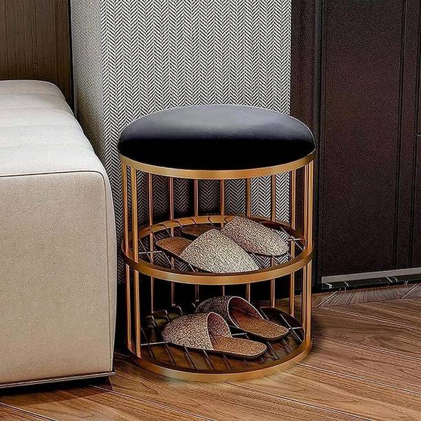 Giftoshopee Shoe Rack and Bench with Padded Seat, Metal Shoe Rack