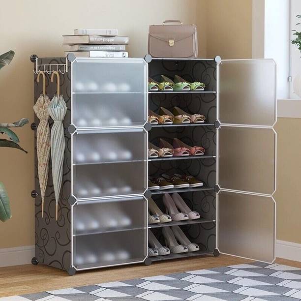 ZIVETY 12-Shelf-6-Door Shoe Rack With Door, Shoe Rack Plastic, Shoe Rack For Home Metal, Plastic Shoe Rack