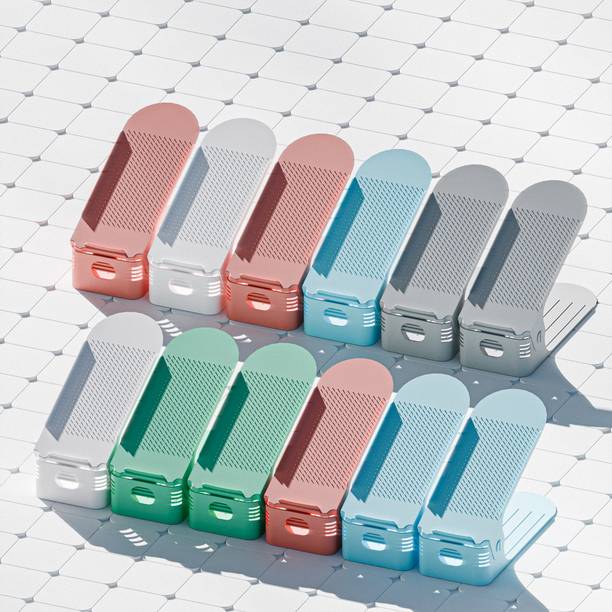 ZHENAURA Adjustable Shoe Slots Organizer, Shoe Storage Rack Space Saver Rack Plastic Shoe Stand