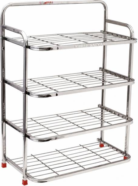 shree satya Multipurpose Kitchen rack| Shoe rack Wall mounted | (4-shelf, Large size) Metal Shoe Stand