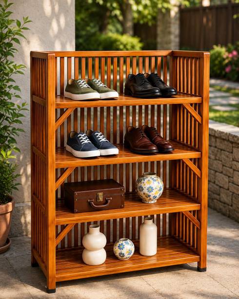 Haniya Traders Bamboo Collapsible Shoe Stand