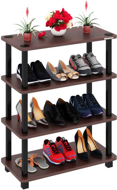 mahaakaay Shoe Rack Tier 4 Display Shelf Wooden Household Storage Rack Shoe Cabinet Engineered Wood Shoe Rack