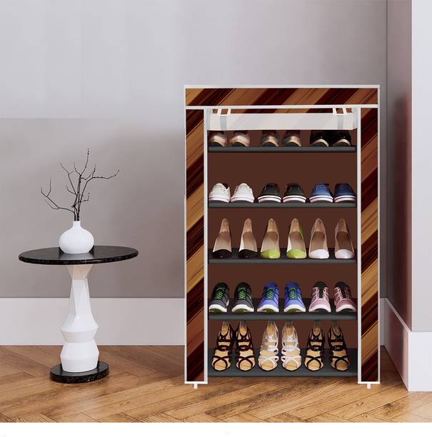 BEEYZELL 5 Shelf Foldable Collapsible ShoeRack Plastic Collapsible Shoe Stand