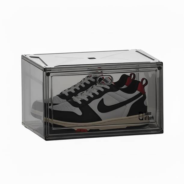 HOUSE OF QUIRK Shoe Boxes with Magnetic Door, Clear Stackable Plastic Shoe Containers Plastic Shoe Stand