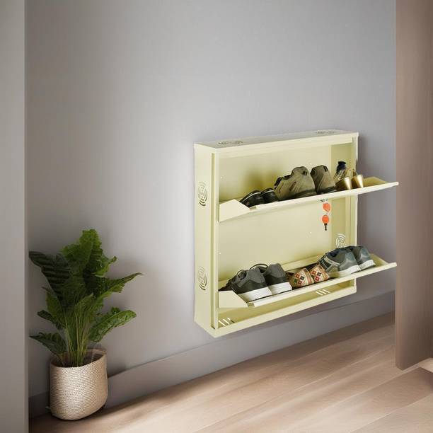 shandar steel 2 Door 28 Inches Wide Sing Systemingle Decker Wall Mounted With Central Lock Metal Shoe Rack