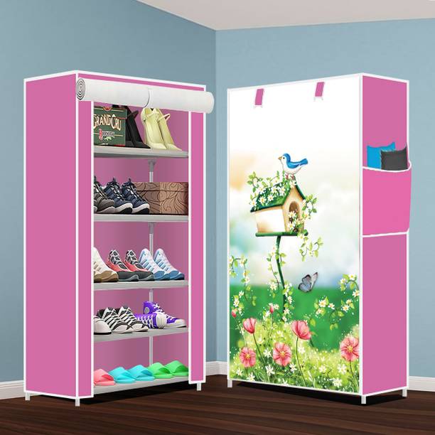Chouxpro Sturdy 5 Layer Foldable Shoe Rack – Compact & Collapsible Shelf for Small Spaces Carbon Steel Collapsible Wardrobe