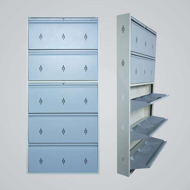 Stellozi Metal Shoe Cabinet with Wall Mount Shoe Rack Design | Slim Shoe Rack With Doors Metal Shoe Rack