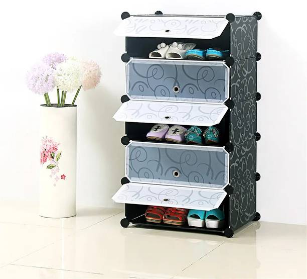 AR-NMAS DIY Shoe Rack Organizer/Multi-Purpose Plastic 5 Layers Portable & Folding Rack - Plastic, Metal Collapsible Shoe Stand