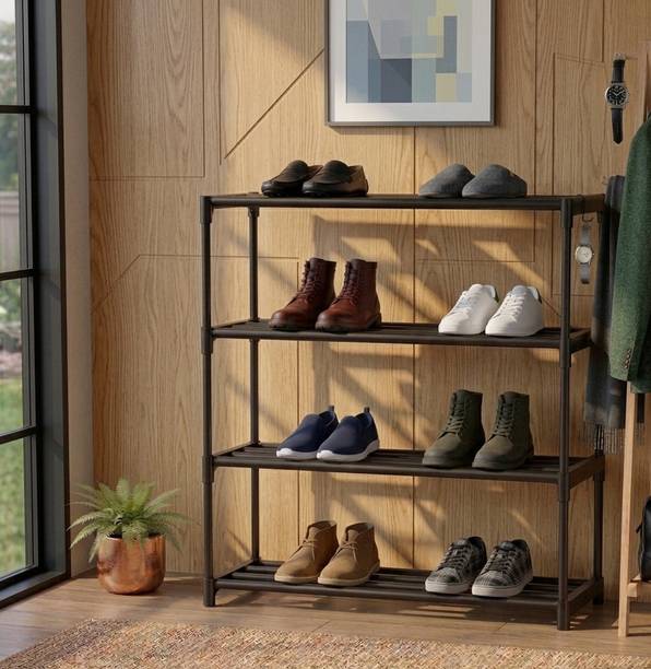 shreejikart Shreejikart 4 Layer Plastic Shoe Rack Space Saving Footwear Organizer for Home Plastic Collapsible Shoe Stand