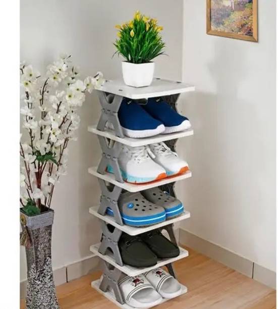khodal 6 Layer Multipurpose Shoe Organizer Rack Plastic Collapsible Shoe Stand