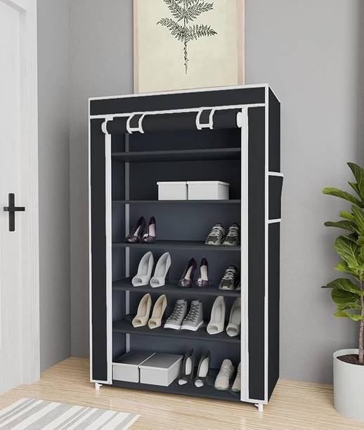 Uniquefashion UNIQUEFASHION 6-Layer Shoe Rack – BLACK| Durable & Stylish Shoe Organizer Plastic Collapsible Shoe Stand
