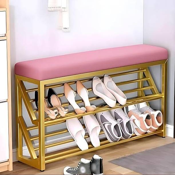 ModWood Modwood Shoe Rack with Mesh Cushion Seat Metal Shoe Rack