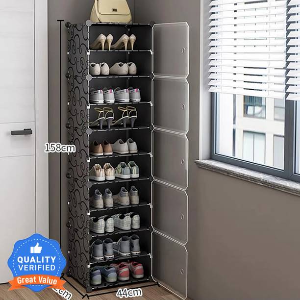 Sasimo 5 Door 10 Shelf Plastic Plastic Collapsible Shoe Stand