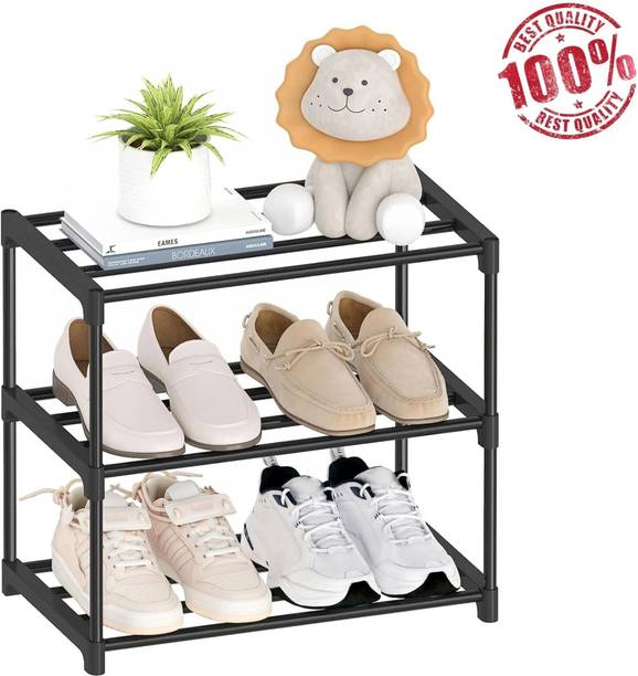 Zyra 3-Tier Small Shoe Rack, Plastic Stackable Kids Shoe Shelf Storage Organizer Plastic Shoe Stand
