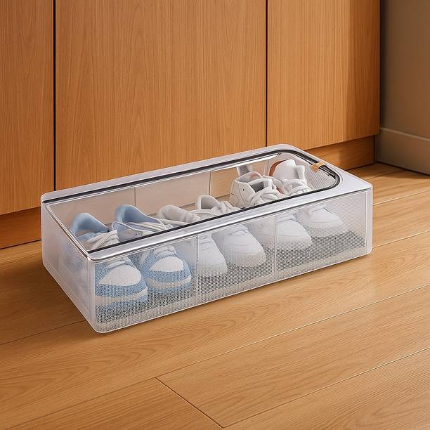 PRANSHI ENTERPRISE Shoe Storage Box with Transparent Cover – Under Bed Organizer Plastic Shoe Rack