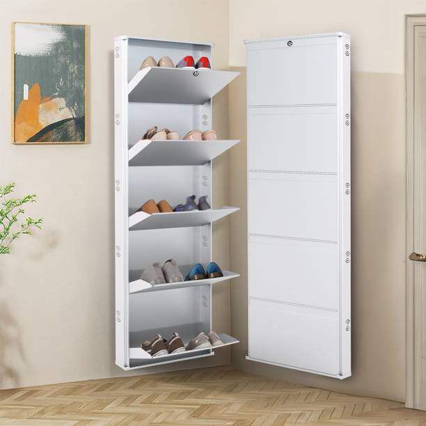 Metalamte Jaimini Shoe Rack 5 Door | Wall Mounted Shoe Rack | Shoe Organizer Metal Shoe Rack